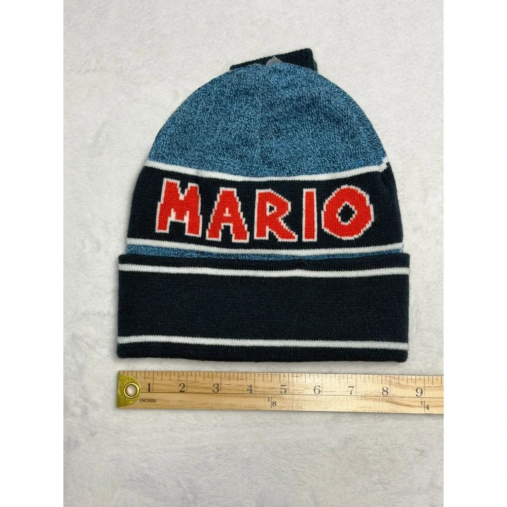 Super Mario Bros Nintendo NWT Knit Youth Hat & Gloves Set Cuffed Pom Beanie - Picture 4 of 4